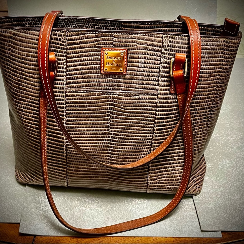 Dooney & Bourke Brown Lizard Embossed Tote Bag